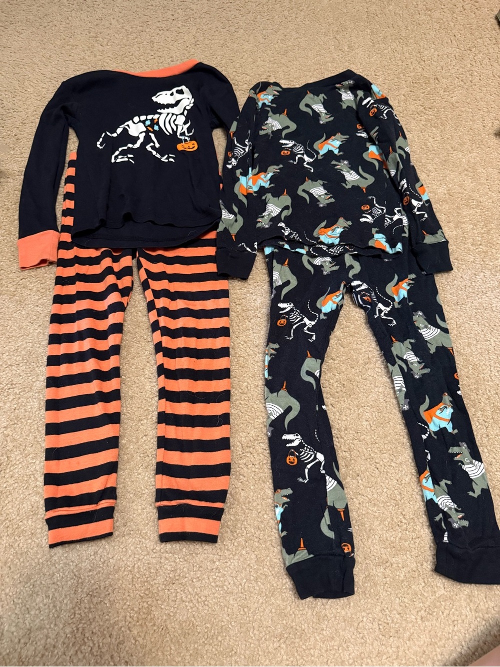 Carter's Kids Halloween Dino Pajama Sets - Black, Orange, White, Green, Blue